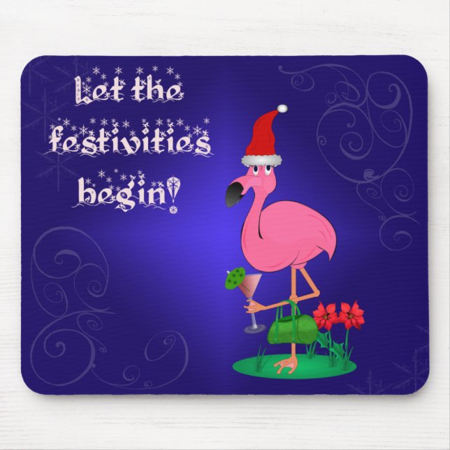 Mousepad tapete do rato do flamingo do Natal (Frente)