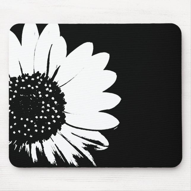 Mousepad Tapete do rato do girassol B&W (Frente)