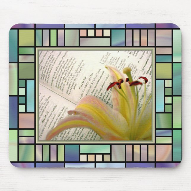 Mousepad Tapete do rato do lírio e da bíblia (Frente)