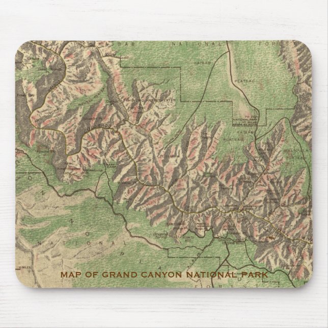 Mousepad Tapete do rato do mapa do Grand Canyon (Frente)