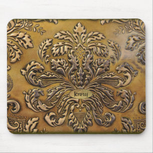 Mousepad Tapete do rato do olhar do couro gravado da