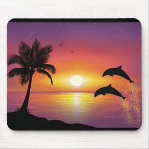 Mousepad Tapete do rato do por do sol do golfinho