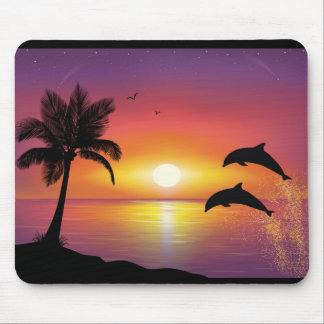 Mousepad Tapete do rato do por do sol do golfinho