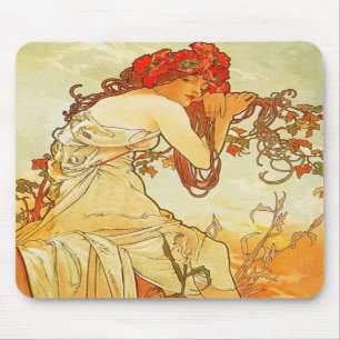 Mousepad Tapete do rato do verão de Alphonse Mucha