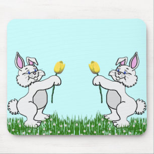 Mousepad Tapete do rato - dois coelhos & tulipas