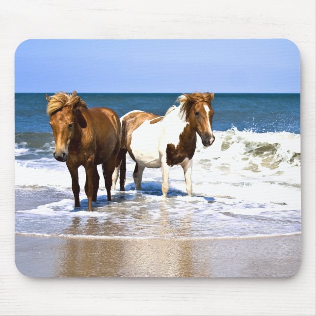 Mousepad Tapete do rato dos cavalos das belezas da praia (Frente)