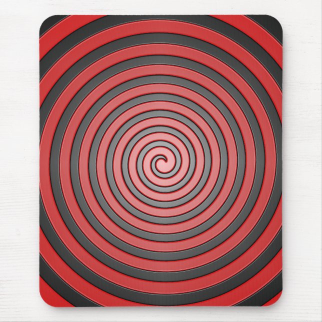 Mousepad Tapete do rato espiral hipnótico vermelho e preto (Frente)