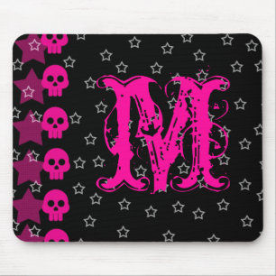 Mousepad Tapete do rato feminino da inicial do monograma do