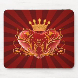 Mousepad Tapete do rato filigrana do coração da coroa