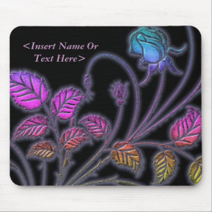Mousepad Tapete do rato floral das videiras do arco-íris