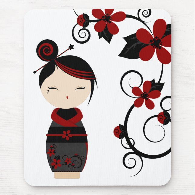 Mousepad Tapete do rato gótico de Kokeshi (Frente)