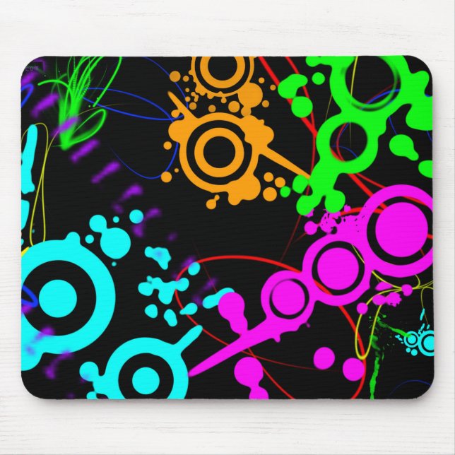 Mousepad Tapete do rato moderno do splatter de néon (Frente)