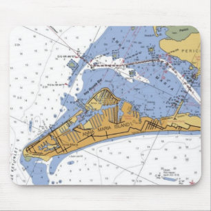 Mousepad Tapete do rato náutico da carta da ilha de Anna