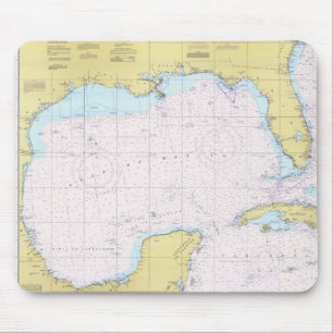 Mousepad Tapete do rato náutico da carta do Golfo do Méxi