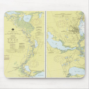 Mousepad Tapete do rato náutico da carta do rio de St