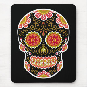 Mousepad Tapete do rato preto do crânio do açúcar