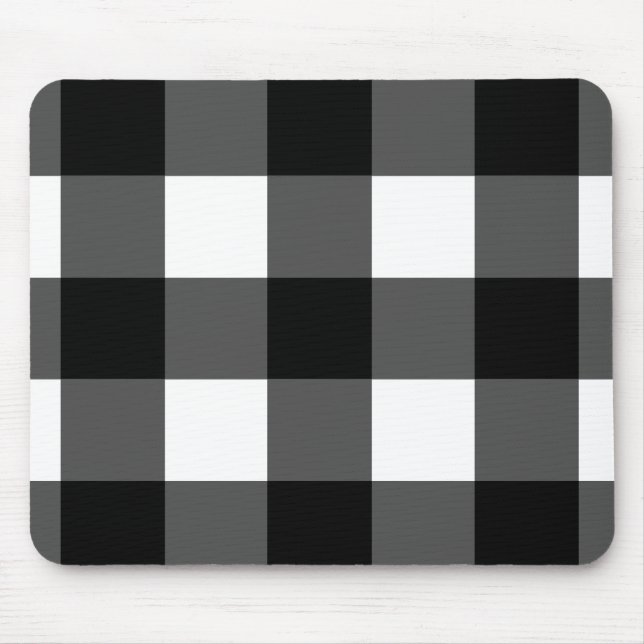 Mousepad Tapete do rato preto e branco da verificação do (Frente)