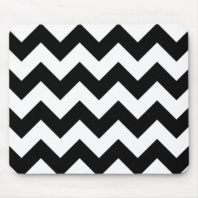 Mousepad Tapete do rato preto e branco de Chevron (Frente)
