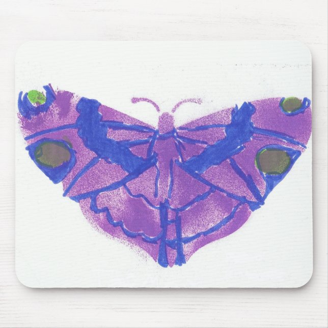 Mousepad tapete do rato roxo da borboleta (Frente)