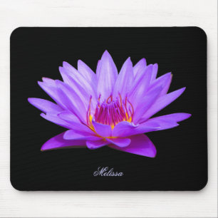 Mousepad Tapete do rato roxo Monogrammed do preto do lírio
