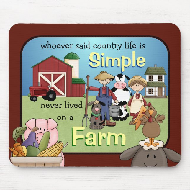 Mousepad Tapete do rato simples da vida da fazenda do país (Frente)