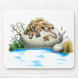 Mousepad Tapete do rato triste do dragão da rocha pequena