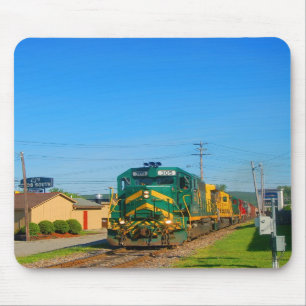 Mousepad Tapete do rato verde do comboio de mercadorias da