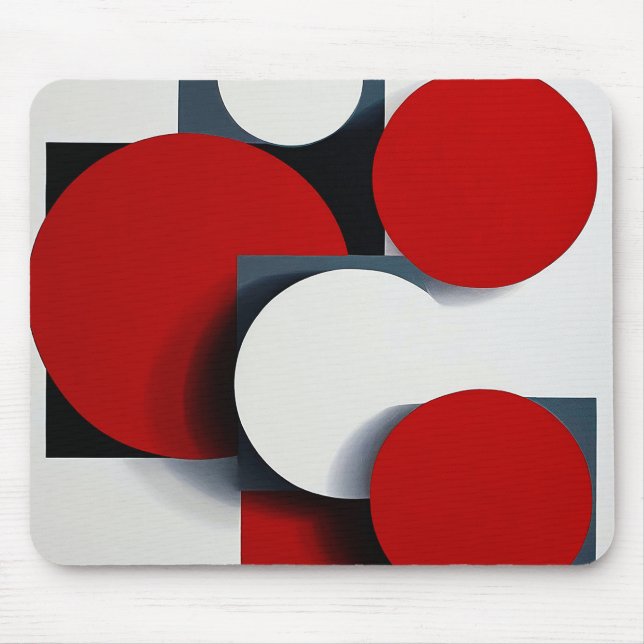 Mousepad 🔴 Tapete Geométrico Vermelho e Branco para Área d (Frente)