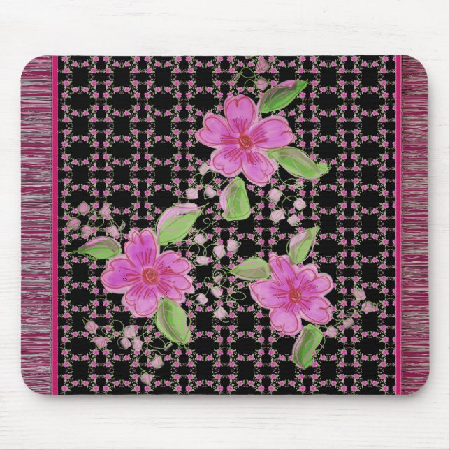 Mousepad Tapete Mágico Rosa e Borgonha Designer (Frente)
