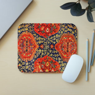Mousepad tapete oriental em laranja azul e brilhante