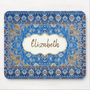 Mousepad Tapete persa turco azul oriental antigo