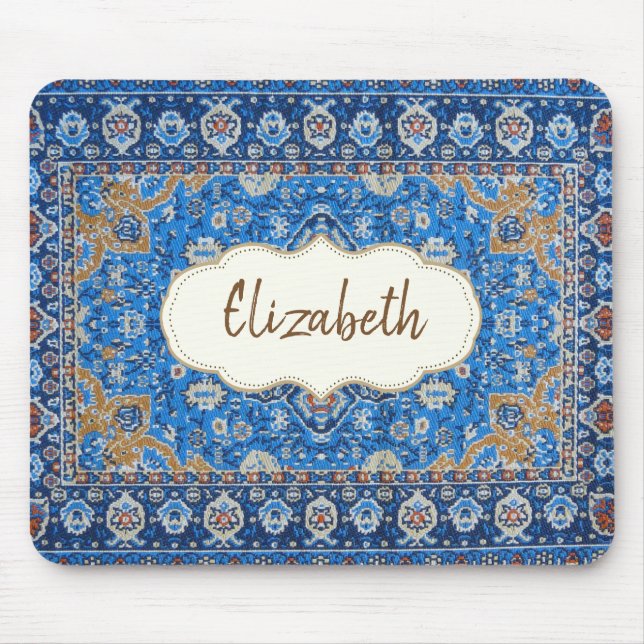 Mousepad Tapete persa turco azul oriental antigo (Frente)