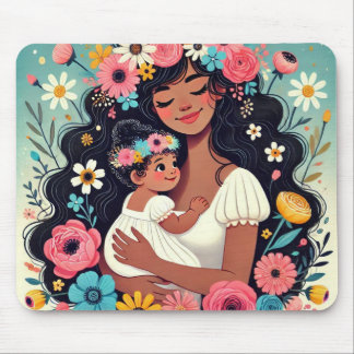 Mousepad Tapis de souris maman et bebe fille