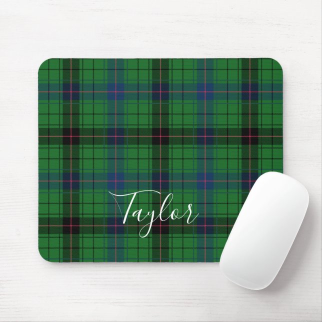 Mousepad Tartan Davidson Xadrez Azul Verde Personalizado (Com mouse)