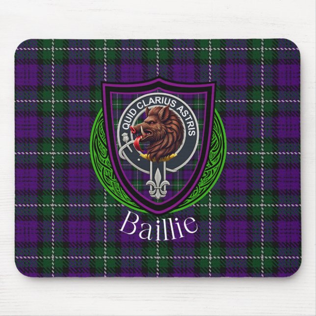 Mousepad Tartan e Brasão do Clã Escocês Baillie  (Frente)