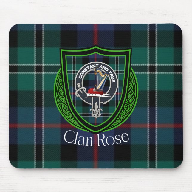 Mousepad Tartan e Brasão do Clã Escocês Rose  (Frente)