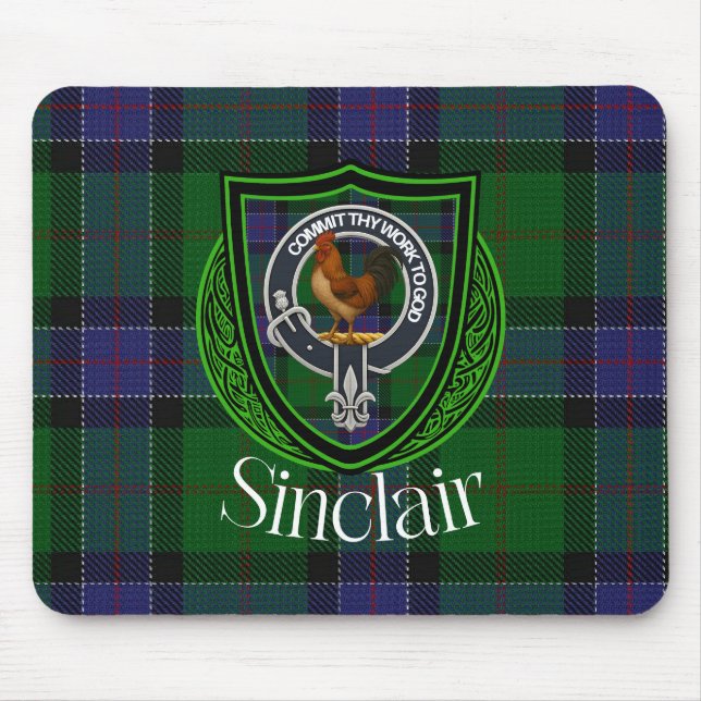 Mousepad Tartan e Brasão do Clã Escocês Sinclair (Frente)