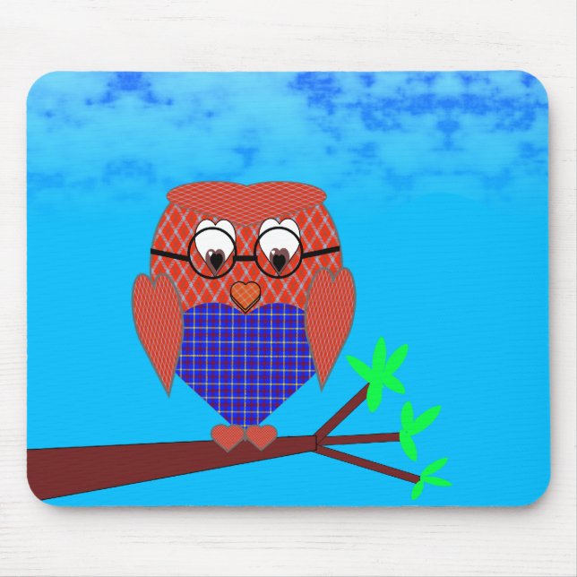 Mousepad Tartan e Hearts Owl (Frente)