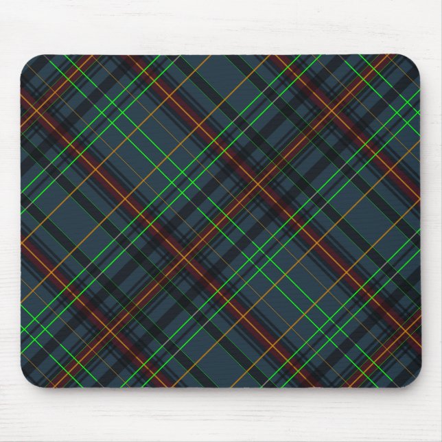 Mousepad Tartan em azul, laranja, verde... (Frente)