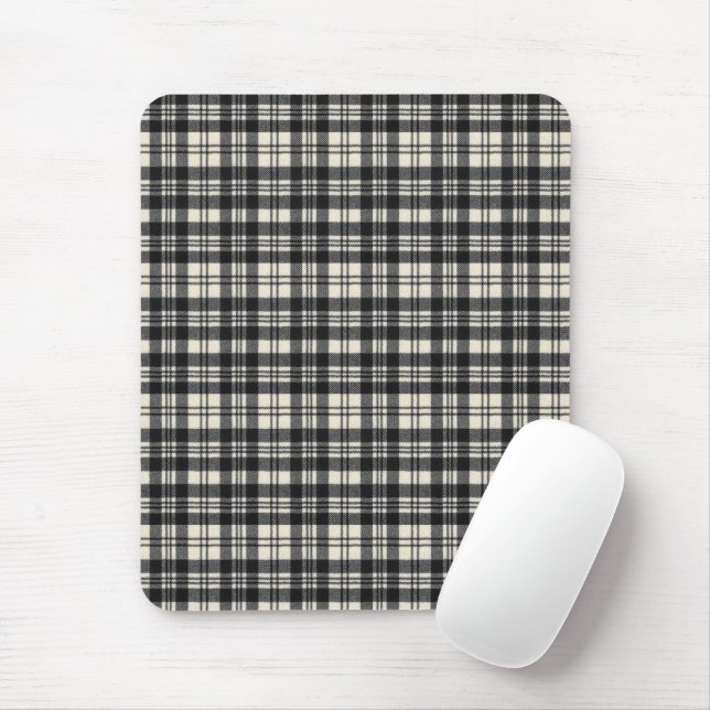 Mousepad Tartan Escocês Original Preto e Branco Scott (Com mouse)