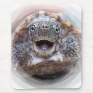 Mousepad Tartaruga de Musk louca do quadro redondo aberto
