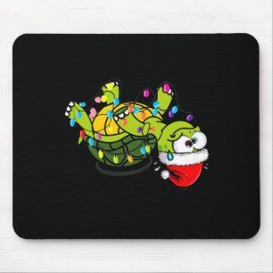 Mousepad Tartaruga engraçada de Natal Está tudo bem Estou b