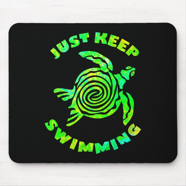 Mousepad Tartaruga Marinha Divertida Continue Nadando Praia (Frente)