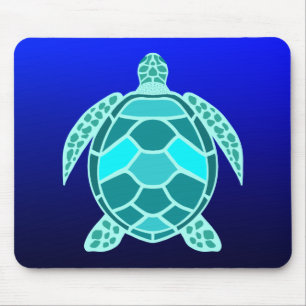 Mousepad Tartaruga verde-azul-turquesa em marinho