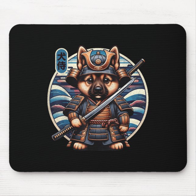Mousepad Tatuagem do cão Samurai japonês, German shepherd K (Frente)