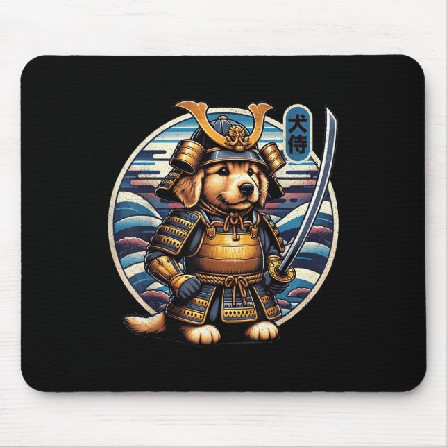 Mousepad Tatuagem do cão Samurai japonês, Ouro Retriever Ka (Frente)