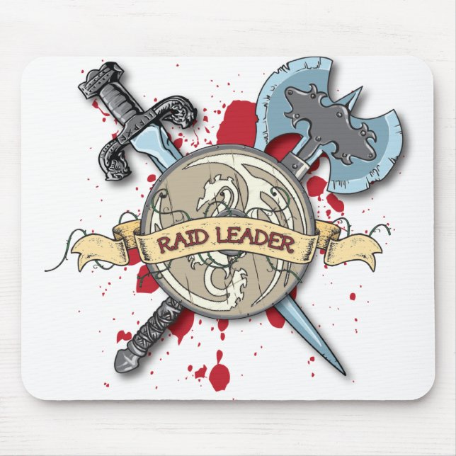 Mousepad Tatuagem do LÍDER do RAID - espada, machado, e (Frente)
