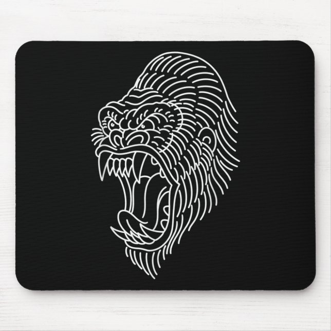 Mousepad Tatuagem na cabeça do gorila tradicional americano (Frente)