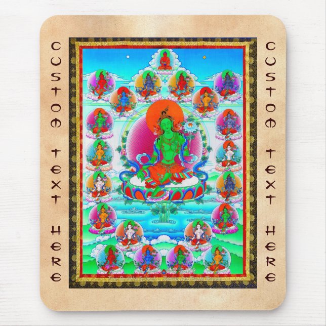 Mousepad Tatuagem tibetano oriental legal de Tara do verde  (Frente)
