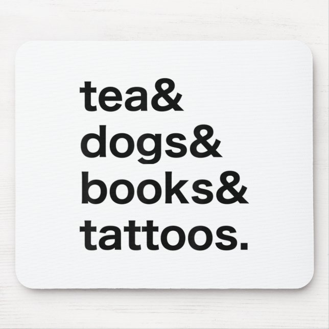 Mousepad Tatuagens de Livros de Cães de Chá _1 (Frente)